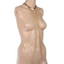 Load image into Gallery viewer, Women Sexy Multilayer Long Tassel Body Chains Necklace Punk Golden Bikini Beach Jewelry