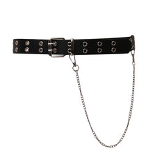 Load image into Gallery viewer, Vintage Women Punk Chain Belt Black Eyelet Leather Belt Buckle Waist Jeans Belts