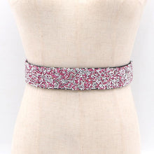 Load image into Gallery viewer, Women Waist Belt Fashion Rhinestone Inlaid Elastic Shiny Female Dresses Coat Shirt Wide Waistband