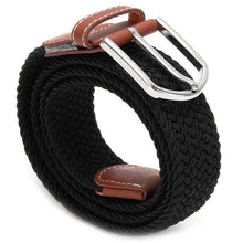 Load image into Gallery viewer, Men's Causal Leather Covered Buckle Woven Elastic Stretch Golf Wide Canvas Belts