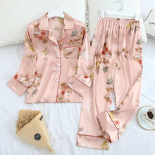 Load image into Gallery viewer, Long Sleeve Pajamas Autumn Ice Silk Long Sleeve Trousers Suit Printing Fashion Pyjamas Set