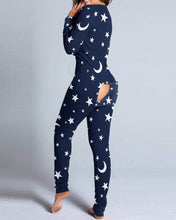 Load image into Gallery viewer, Sexy Pajama for Women Christmas Pajamas New Year Jumpsuit Sleepwear Button-down Front Back Butt Bum Open Ass Flap Jumpsuit Xmas Print Loungewear