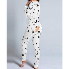 Load image into Gallery viewer, Women Fashion Printed Functional Open Butt Buttoned Romper Casual Long Sleeve Pajamas Jumpsuit Plus Size