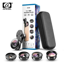Load image into Gallery viewer, APEXEL HD 5 in 1 Camera Phone Lens 4K Wide Macro Lens Portrait Super Fisheye Lens CPL Filter for iPhone Samsung all cellphone