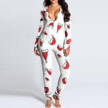 Load image into Gallery viewer, Women's One Piece Print Sleepwear Christmas Pajamas Jumpsuit Rompers Long Sleeve Nightwear