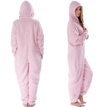 Load image into Gallery viewer, Women Spring Autumn Early Winter Hooded Jumpsuit Solid Color Coat Warm Thick Solid Color Casual Romper Zipper Up Lady Pajamas
