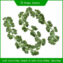 Load image into Gallery viewer, 3PCs Artificial Rattan Vines Artificial Green Leaf Grape Leaves Decorative Rattan