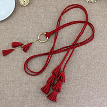 Load image into Gallery viewer, Fashion Women Solid Color Braided Tassel Belt Boho Girls Thin Waist Rope Knit Belts for Dress Waistbands Accessories