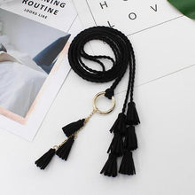 Load image into Gallery viewer, Fashion Women Solid Color Braided Tassel Belt Boho Girls Thin Waist Rope Knit Belts for Dress Waistbands Accessories