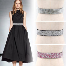 Load image into Gallery viewer, Women Waist Belt Fashion Rhinestone Inlaid Elastic Shiny Female Dresses Coat Shirt Wide Waistband
