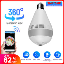 Load image into Gallery viewer, 360 ° Fisheye Draadloze Panoramisch Wifi Camera 3/5MP Home Security Ip Camera Verlichting Nachtzicht Twee Audio Licht lamp Wifi Camera
