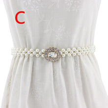 Load image into Gallery viewer, Women Chain Dress Belt Elegant Ladies Waistband Pearl Beads Elastic Belt Waist White Belt Stretchy