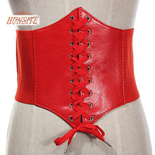 Load image into Gallery viewer, Fashion Women Faux Leather Wide Waist Waistband Belt Corset Elastic Waspie