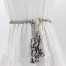 Load image into Gallery viewer, Fashion Women Solid Color Braided Tassel Belt Boho Girls Thin Waist Rope Knit Belts for Dress Waistbands Accessories