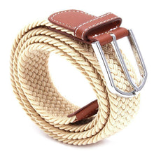 Load image into Gallery viewer, Men's Causal Leather Covered Buckle Woven Elastic Stretch Golf Wide Canvas Belts