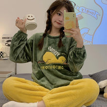Load image into Gallery viewer, Duck Cute Pajamas Casual Long Sleeve Crew Neck Suit Cartoon Homewear