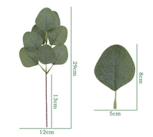 Load image into Gallery viewer, 12PCs Simulation Plant Raw Silk Eucalyptus Leaves DIY Christmas Decoration Home Flower Artificial Flowers
