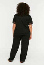 Load image into Gallery viewer, Black Lace Knitted Pajamas Set TBBSS22PT0623