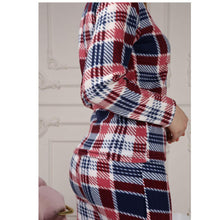 Load image into Gallery viewer, Women's Square Printed Fleece Claret Pajamas Set