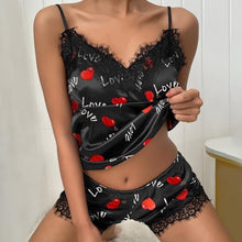 Load image into Gallery viewer, Sexy Floral Pajama Set Women's 2 Pieces Sleepwear Pyjamas Silk Satin Cami Top and Shorts Pajamas Summer Pajamas Set for Women
