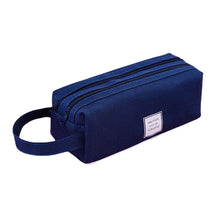 Load image into Gallery viewer, Large Capacity Portable Pencil Case Double-Layer Canvas Multi-Functional Solid Color Pencil Box