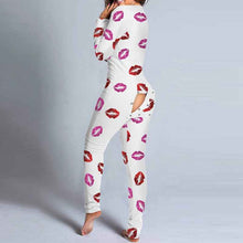 Load image into Gallery viewer, Autumn And Winter Women Fashion Homewear Cute Printing Functional Buttoned Flap Adults Sleepwear One Piece Pajamas