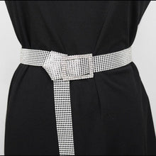 Load image into Gallery viewer, Shiny Rhinestone Waist Belt Gold Silver Buckle Patchwork Adjustable Waistband Chic Streetwear Lady Jewelry Waist Belts
