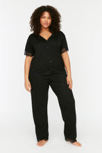 Load image into Gallery viewer, Black Lace Knitted Pajamas Set TBBSS22PT0623