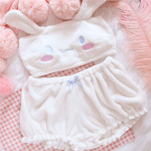 Load image into Gallery viewer, Women Fashion Sexy Comfortable Underswear Suit Print Spaghetti Strap Top Collect Waist Drawstring Pants Cute Pajamas Two Pieces Suit