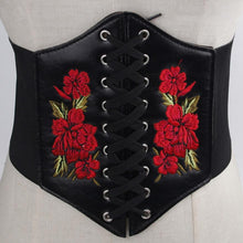 Load image into Gallery viewer, Exquisite Girl's Ultra-wide Elastic Girdle Embroidered Belt Flower Embroidered Waist Clothing Accessories
