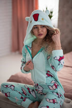 Load image into Gallery viewer, Women's Pajamas Jumpsuit (kugurumi) with a Pocket On the Bottom (popojama) Popojama Red Alpaca