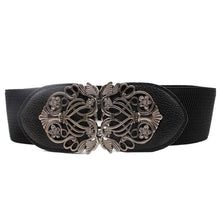 Load image into Gallery viewer, New Women Wide Waist Belt Vintage Metal Flower Elastic Stretch Buckle Waistband