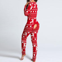 Load image into Gallery viewer, Women's One Piece Print Sleepwear Christmas Pajamas Jumpsuit Rompers Long Sleeve Nightwear
