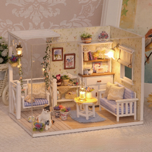 Load image into Gallery viewer, Wooden Dollhouse Miniature DIY House Kit with Lid and LED Lamp Cat Diary
