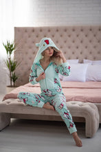 Load image into Gallery viewer, Women's Pajamas Jumpsuit (kugurumi) with a Pocket On the Bottom (popojama) Popojama Red Alpaca