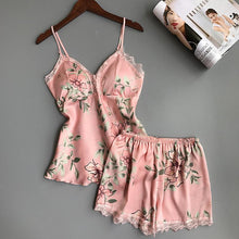 Load image into Gallery viewer, Printing Spaghetti Strap Women Pajama Set V-neck Sexy With Pad Female Summer Pajamas