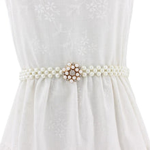 Load image into Gallery viewer, Women Chain Dress Belt Elegant Ladies Waistband Pearl Beads Elastic Belt Waist White Belt Stretchy