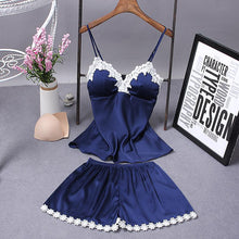 Load image into Gallery viewer, Woman Sexy Lace Pajamas Nightdress Shorts Twinset Sleepwear