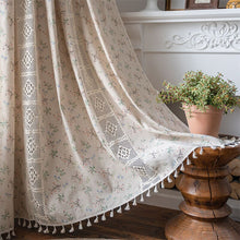 Load image into Gallery viewer, Floral Printed Curtain Hollow Curtains American Crochet with Tassels Curtain for Living Room Plain Door Curtain Bay Window