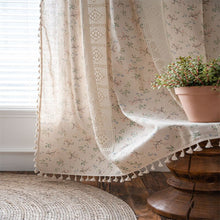 Load image into Gallery viewer, Floral Printed Curtain Hollow Curtains American Crochet with Tassels Curtain for Living Room Plain Door Curtain Bay Window
