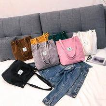 Load image into Gallery viewer, Fashion Women Corduroy Pure Color Shoulder Bag Satchel Tote Hand Bag Travel Bag
