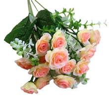 Load image into Gallery viewer, 15 Heads Mini Roses Bouquet Artificial Flower Wedding Scene Layout Fake Floral Living Room Desk Christmas Home Decor Accessories