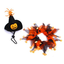 Load image into Gallery viewer, Funny Pet Cap Halloween Pumpkin Hat Scarf Set Adjustable Strap Cosplay Cat Costume Christmas Pet Halloween Costume Party Decor