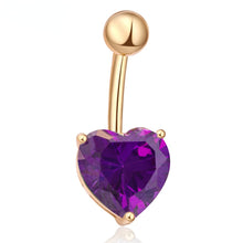 Load image into Gallery viewer, Fashion Heart Belly Button Ring Gold/Silver Plated Surgical Belly Button Piercing Body Jewelry
