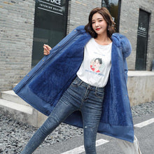 Load image into Gallery viewer, PiaoMT 2021 Winter Women's Cotton-padded Jacket Mid-length Large Fur Collar Plus Fleece Down Padded Jacket Padded Coat
