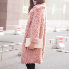 Load image into Gallery viewer, Women's Clothing Fashion Lady's Winter Lamb Long Sleeve Jacket Lapel Furry Midi Coat