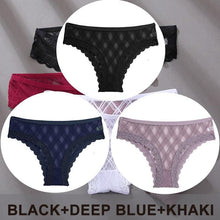 Load image into Gallery viewer, 3Pcs/Set Women's Panties Sexy Lace Lingerie Temptation Underwear Briefs Pespective Woman Thongs Mesh Underpants Female Erotic Underwear