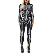 Load image into Gallery viewer, Women Halloween 3D Skeleton Jumpsuit Cosplay Costume Fancy Dress Romper Bodysuit