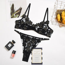 Load image into Gallery viewer, Aduloty 2-Piece Flroal Bra Set Women 13 Colors Mesh Bra Underwire + Panty Underwear Set Ladies Cut Out Sexy Lingerie Set