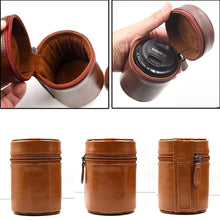 Load image into Gallery viewer, Lens Bag Retro Hard PU Leather Lens Case for Canon Nikon Sony Pentax Fujifilm Tamron Sigma Pouch Protector Universal